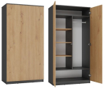 Topeshop SD-90 ANT/ART KPL magamistoa riidekapp/skap 7 riiulit 2 uust(ega)