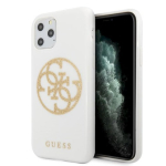 Guess GUHCN65TPUWHGLG Glitter 4G Circle Logo Hard Case iPhone 11 Pro Max jaoks / valge