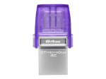 Kingston DataTraveler microDuo 3C 64GB USB 3.2 Gen 1/USB-C Stick Roheline H&otilde;bedasinise
