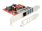 DeLock PCI Express kaart > 3 x v&auml;line USB 3.0 1 x v&auml;line LAN v&otilde;rgu/USB adapter PCI Express x1