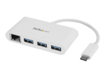 StarTech.com 3-portiline USB C Hub w/Gigabit Ethernet &ndash; USB Type C kuni 3 x USB-A &ndash; Mitme portiga USB 3.0 hub MacBook Pro jaoks (HB30C3A1GEA) Valge