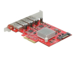 DeLock PCI Express x4 kaart 4 x v&auml;line SuperSpeed USB 10 Gbps (USB 3.2 Gen 2) USB Type-A emane USB adapter PCI Express 3.0 x4 10Gbps