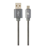 Gembird CC-USB2S-AMMBM-2M-BG Premium spiraalne metall USB kuni Micro-USB laadimis- ja andmekaabel 2m / metallhall