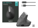 LOGITECH MX Vertical Vertikaalne hiir ergonoomiline optiline 6 nupuga juhtmeta juhtmega Bluetooth 2,4 GHz USB juhtmeta vastuv&otilde;tja grafiit