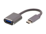 DELTACO USB-C Adapter 11cm Gray