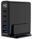 Gembird TA-UC-2A3C-PD140-01-BK 5-portiline GaN USB kiirlaadur 140W QC 3.0 PD