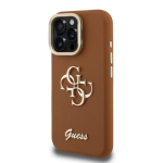 Guess PU Grained 4G Logo Stand Camera Frame Case iPhone 15 Pro jaoks / Brown