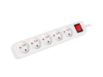 Lanberg kaabli toitepistik, 5X Prantsuse pistikut l&uuml;liti, kvaliteetseast vase, 1.5 m PS1-05E-0150-W
