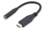 Digitus USB Type-C heliadapter kaabel, Type-C - 3.5mm M/F, 0.2m, Helisisend/v&auml;ljund, Versioon 3.1 AK-300321-002-S Type-C 3.5mm