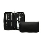 Premium Line - Black manicure set for men, 6-piece zipper
