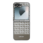 DKNY PU-nahast korduvmustriga alumise triibuga &uuml;mbris Samsung Galaxy Z Flip 6/7 FE jaoks / pruun