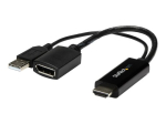 StarTech.com 4K 30Hz HDMI to DisplayPort Video Adapter w/ USB Power - 6 in - HDMI 1.4 (Male) to DP 1.2 (Female) Active Monitor Converter (HD2DP) Vi