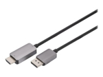 DIGITUS DisplayPort kuni HDMI video adapter 1.8m Must