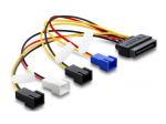 Delock 15 Pin Serial ATA Toiteadapter (Isane) kuni 2 Pin Blower &Uuml;hendus (Isane) Must Sinine Punane Valge Kollane