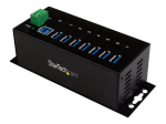 StarTech.com 7-portine USB 3.0 hub - metallist t&ouml;&ouml;stuslik USB-A hub kaitsega ja 350W &uuml;ler&otilde;hukaitsega - Din raam, seinale v&otilde;i lauale paigaldatav - T...