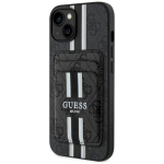 Guess 4G Triibud rahakotiga Magsafe &uuml;mbris iPhone 15 jaoks / must