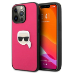 Karl Lagerfeld KLHCP13LPKMP nahast Ikonik Karl`i pea M k&otilde;va &uuml;mbris iPhone 13 Pro / 13 6,1" jaoks / roosa