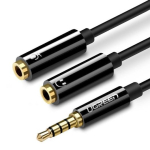 UGREEN AV141 Kaabliadapter 3.5mm 4pin mees - 2x3.5mm naine (k&otilde;rvaklapid + mikrofon) 0.2m / must