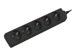 Langberg 5-pistikuga pikendusjuhe 10A must 3m