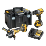 DeWalt DCK2026P2T-QW kombinatsioonikomplekt DCD805 + DCG405, 18 V XR 2&times;5.0 Ah must, kollane
