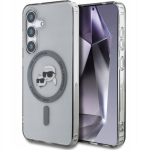 Karl Lagerfeld nupp Karl & Choupette pead tr&uuml;kitud logoga MagSafe &uuml;mbris Samsung Galaxy S25 jaoks