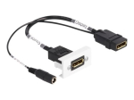Delock Easy 45 Klikkmoodul - 4K 60 Hz, DC Toitega 2.1 x 5.5 mm ja Dovetail, 22.5 x 45 mm - 1 Audio/Video pesa - Must, Valge