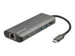 StarTech.com USB C Multiport Adapter - USB-C Travel Dock to 4K HDMI, 3x USB 3.0 Hub, SD/SDHC, GbE, 60W PD 3.0 Pass-Through - USB Type-C/Thunderbolt