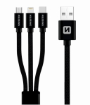 Swissten Tekstiline universaalne 3in1 USB-C / Lightning andmed MFI / MircoUSB kaabel / 1,2m