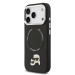 Karl Lagerfeld PU Karl ja Choupette pead tihvtid MagSafe &uuml;mbris iPhone 17 Pro Max jaoks / must