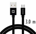Swissten Tekstiil Kiirlaadimine Universaalne Micro USB Andme- ja Laadimiskaabel 3m