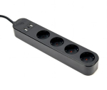 Viedā Rozete Gembird Smart Power Strip with USB Charger 4 Sockets Black