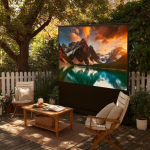 Maclean MC-964 Portable Projection Screen, Compact, Floor-Mounted, 100", 16:9