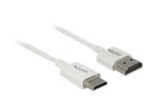 Delock Slim k&otilde;rge kvaliteediga HDMI Etherneti kaabel 2m Valge