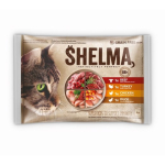 SHELMA Rich in chicken, turkey, beef and duck - m&auml;rgkassitoit - 4x85g