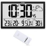 GreenBlue GB218 V&auml;ga suur LCD seinakell ilmastikujuga, Temperatuuri ja Kuup&auml;eva kuvamine
