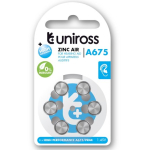 Uniross A675 Hearing Aid Button Cell Batteries 540mAh, 6 pcs.