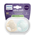 Philips Avent Ultra soft DECO Beebi rihm 0-6m 2tk Sinine/Kollane