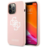 Guess GUHCP13LLS4GWPI silikoonist 4G logo k&otilde;va&uuml;mbris iPhone 13 Pro / 13 jaoks 6,1" / roosa