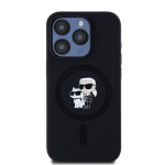 Karl Lagerfeld Vedel Silikoon Karl and Choupette MagSafe &Uuml;mbris iPhone 15 Pro jaoks / must