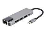 GEMBIRD A-CM-COMBO5-04 Mitme porti adapter USB Type C 5in1 Hub + HDMI + PD + LAN