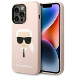 Karl Lagerfeld KLHCP14LSLKHLP Silikoon Karl`i pea kujuga &uuml;mbris iPhone 14 Pro 6,1" jaoks / roosa