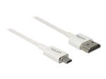 Delock Slim k&otilde;rge kvaliteediga HDMI Etherneti kaabel 1.5m Valge