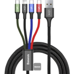 Baseus CA1T4-B01 mobiiltelefoni kaabel must 1.2m USB A Lightning + Micro-USB B + USB C