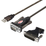 UNITEK 1,5 m USB Type-A DB-9 seriaalkaabel must
