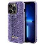 Guess GUHCP14LPSFDGSU Pailletse kalligraafiline metallist k&otilde;va&uuml;mbris iPhone 14 Pro 6.1" jaoks / lilla