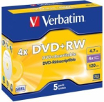 Verbatim Blank DVD+RW SERL 4.7GB 4x 5 tk Jewel