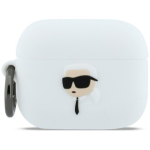 Karl Lagerfeld Silicone Karl Head 3D kaitse&uuml;mbris AirPods Pro 3 jaoks / valge