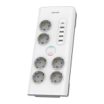 Philips SPN7060WA/58 &Uuml;lepinge kaitsega pikendusjuhe 6 Schuko pistikut + 6xUSB-A + 1xUSB-C 2m 16A