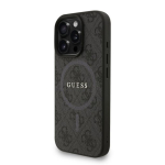 Guess PU Leather 4G Colored Ring Strap MagSafe Case iPhone 16 Pro jaoks / Black