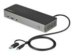 StarTech.com USB-C & USB-A dokk, h&uuml;briidne universaalne kolme monitoriga s&uuml;learvuti dokija DisplayPort & HDMI 4K 60Hz, 85W voolu tarnimine, 6x USB H